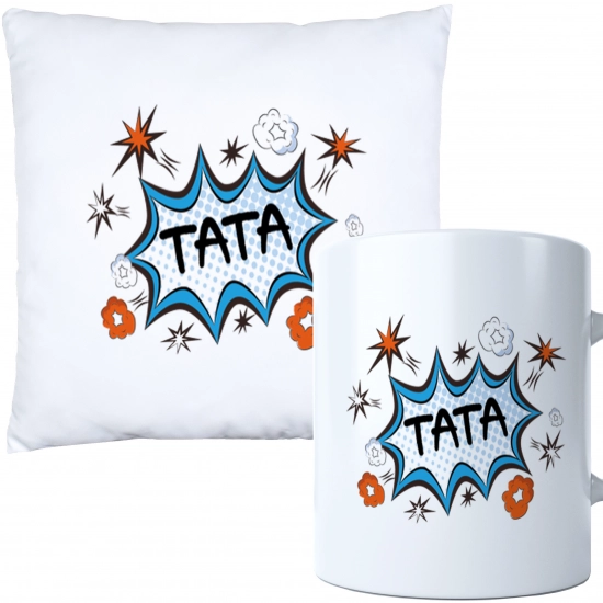 KOMPLET DLA TATY PODUSZKA 40X40CM + KUBEK 330ml NA PREZENT DZIEŃ OJCA TATA