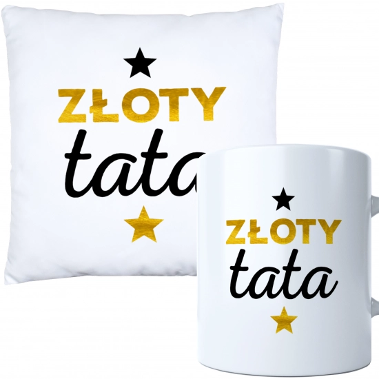 KOMPLET DLA TATY PODUSZKA 40X40CM + KUBEK 330ml NA PREZENT DZIEŃ OJCA TATA