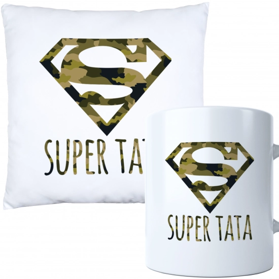 KOMPLET DLA TATY PODUSZKA 40X40CM + KUBEK 330ml NA PREZENT DZIEŃ OJCA TATA