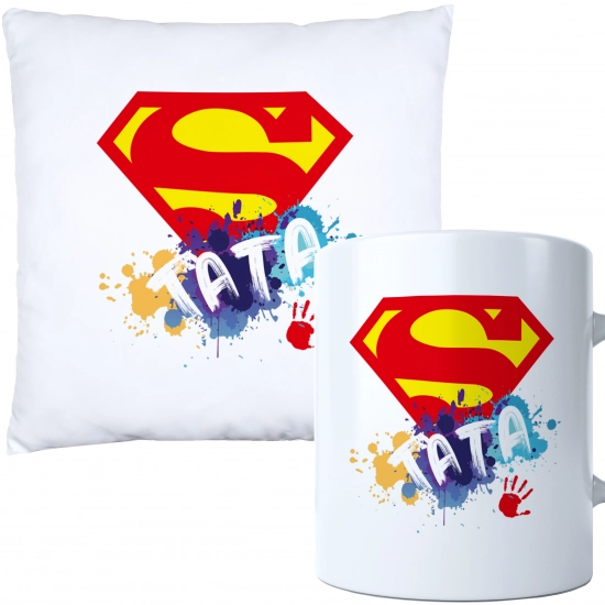 KOMPLET DLA TATY PODUSZKA 40X40CM + KUBEK 330ml NA PREZENT DZIEŃ OJCA TATA