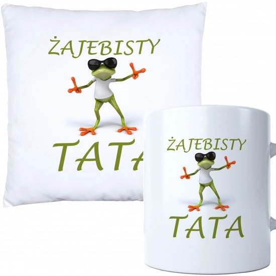 KOMPLET DLA TATY PODUSZKA 40X40CM + KUBEK 330ml NA PREZENT DZIEŃ OJCA TATA