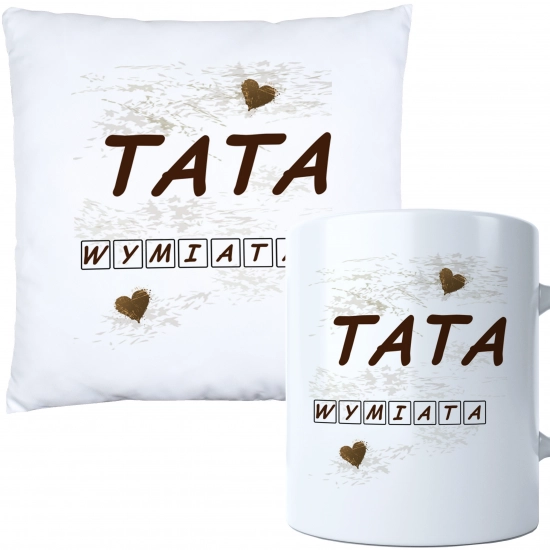 KOMPLET DLA TATY PODUSZKA 40X40CM + KUBEK 330ml NA PREZENT DZIEŃ OJCA TATA