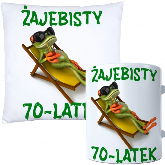 KOMPLET PODUSZKA KUBEK NA 70 URODZINY PREZENT
