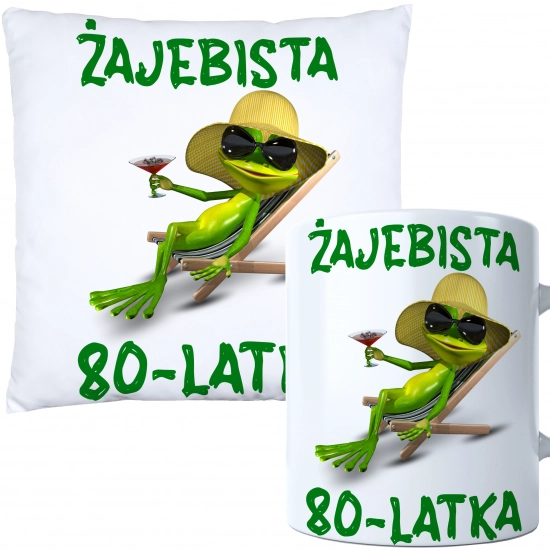 KOMPLET PODUSZKA KUBEK NA 80 URODZINY PREZENT