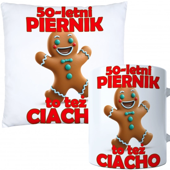 KOMPLET PODUSZKA KUBEK NA 50 URODZINY PREZENT