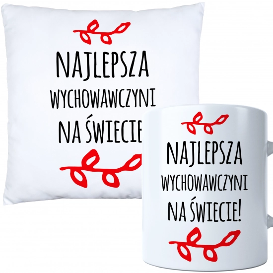 KOMPLET PODUSZKA KUBEK DZIEŃ NAUCZYCIEL WYCHOWAWCA