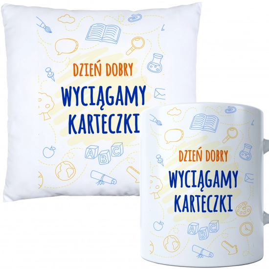 KOMPLET PODUSZKA KUBEK DZIEŃ NAUCZYCIEL WYCHOWAWCA