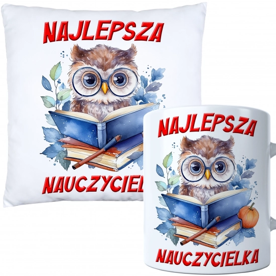 KOMPLET PODUSZKA KUBEK DZIEŃ NAUCZYCIEL WYCHOWAWCA