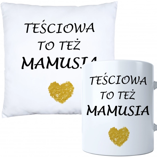 KOMPLET DLA MAMY PODUSZKA 40X40CM + KUBEK 330ml NA PREZENT DZIEŃ MATKI MAMA