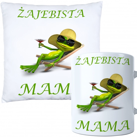 KOMPLET DLA MAMY PODUSZKA 40X40CM + KUBEK 330ml NA PREZENT DZIEŃ MATKI MAMA