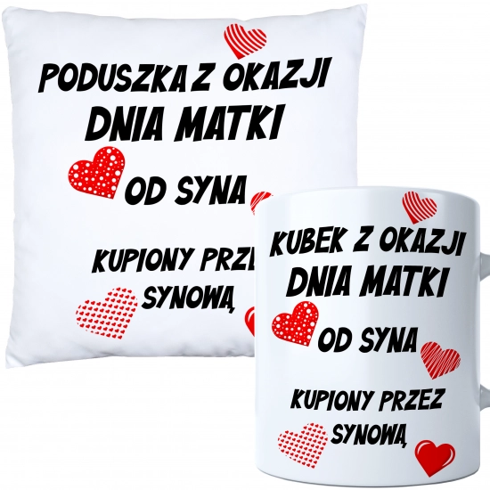 KOMPLET DLA MAMY PODUSZKA 40X40CM + KUBEK 330ml NA PREZENT DZIEŃ MATKI MAMA