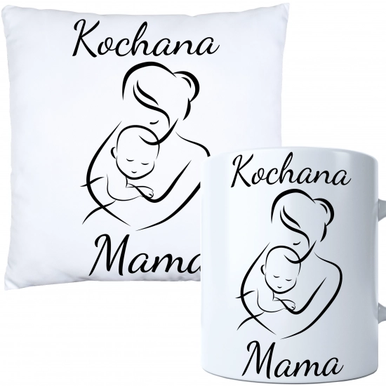 KOMPLET DLA MAMY PODUSZKA 40X40CM + KUBEK 330ml NA PREZENT DZIEŃ MATKI MAMA