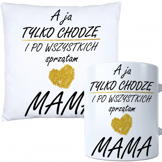 KOMPLET DLA MAMY PODUSZKA 40X40CM + KUBEK 330ml NA PREZENT DZIEŃ MATKI MAMA