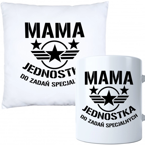 KOMPLET DLA MAMY PODUSZKA 40X40CM + KUBEK 330ml NA PREZENT DZIEŃ MATKI MAMA