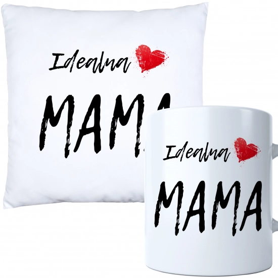KOMPLET DLA MAMY PODUSZKA 40X40CM + KUBEK 330ml NA PREZENT DZIEŃ MATKI MAMA