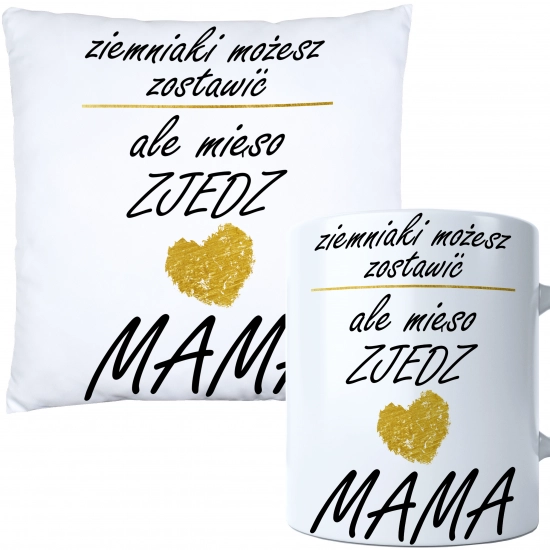 KOMPLET DLA MAMY PODUSZKA 40X40CM + KUBEK 330ml NA PREZENT DZIEŃ MATKI MAMA