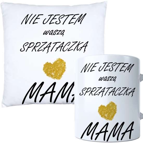 KOMPLET DLA MAMY PODUSZKA 40X40CM + KUBEK 330ml NA PREZENT DZIEŃ MATKI MAMA