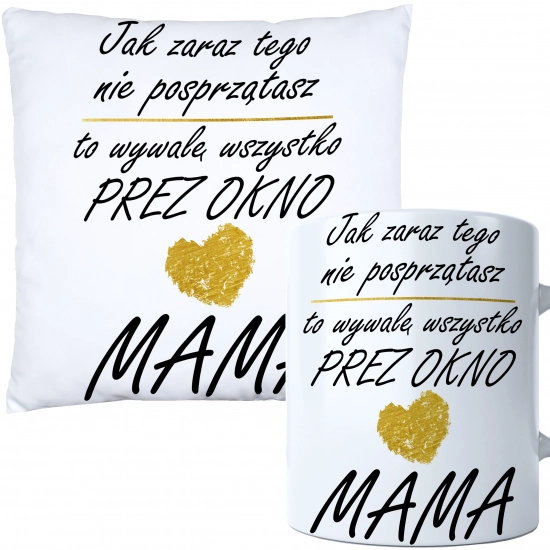 KOMPLET DLA MAMY PODUSZKA 40X40CM + KUBEK 330ml NA PREZENT DZIEŃ MATKI MAMA