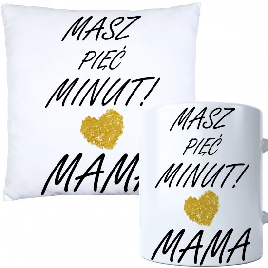 KOMPLET DLA MAMY PODUSZKA 40X40CM + KUBEK 330ml NA PREZENT DZIEŃ MATKI MAMA