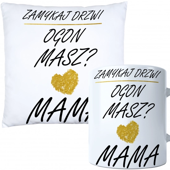 KOMPLET DLA MAMY PODUSZKA 40X40CM + KUBEK 330ml NA PREZENT DZIEŃ MATKI MAMA