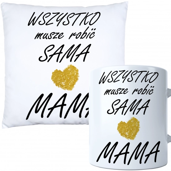 KOMPLET DLA MAMY PODUSZKA 40X40CM + KUBEK 330ml NA PREZENT DZIEŃ MATKI MAMA