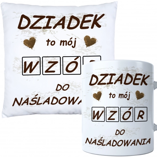 KOMPLET PREZENT DLA DZIADKA PODUSZKA 40x40 KUBEK 330ml DZIADEK ZESTAW