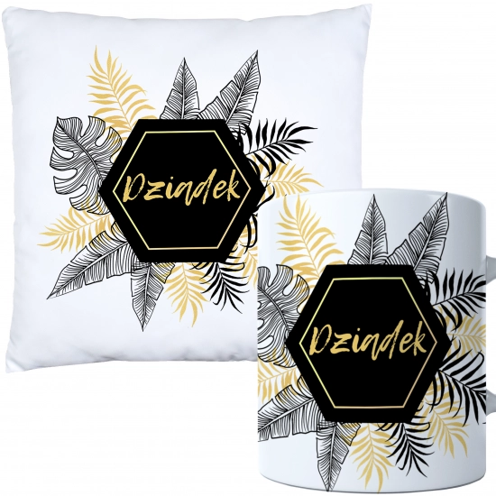 KOMPLET PREZENT DLA DZIADKA PODUSZKA 40x40 KUBEK 330ml DZIADEK ZESTAW