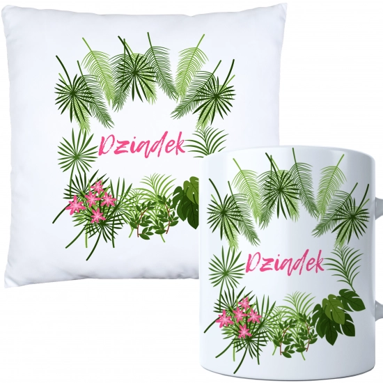 KOMPLET PREZENT DLA DZIADKA PODUSZKA 40x40 KUBEK 330ml DZIADEK ZESTAW