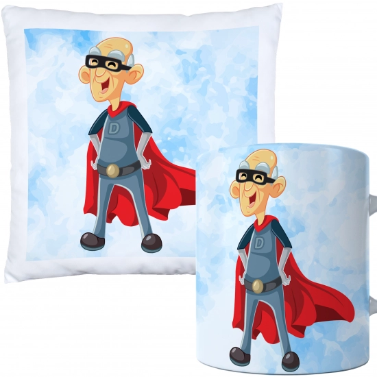 KOMPLET PREZENT DLA DZIADKA PODUSZKA 40x40 KUBEK 330ml DZIADEK ZESTAW