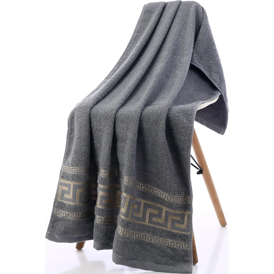 GRUBY RĘCZNIK KĄPIELOWY AURELIA 70x140cm PREMIUM Z BORDIURĄ CHŁONNY STALOWY