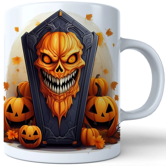HALLOWEENOWY KUBEK 330ml NA HERBATĘ KAWĘ NA PREZENT TRUMNA DYNIE STRASZNE