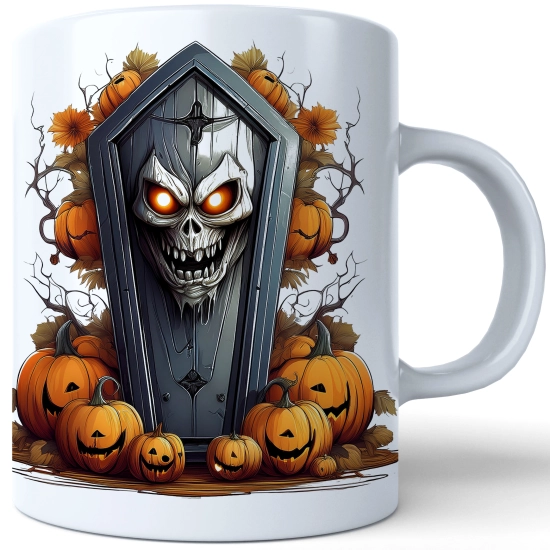 HALLOWEENOWY KUBEK 330ml NA HERBATĘ KAWĘ NA PREZENT TRUMNA DYNIE STRASZNE