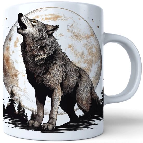 HALLOWEENOWY KUBEK 330ml NA HERBATĘ KAWĘ NA PREZENT WILK KSIĘŻYC