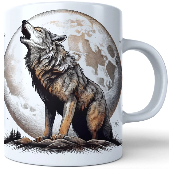 HALLOWEENOWY KUBEK 330ml NA HERBATĘ KAWĘ NA PREZENT WILK KSIĘŻYC