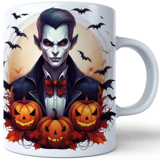 HALLOWEENOWY KUBEK 330ml NA HERBATĘ KAWĘ NA PREZENT WAMPIR DYNIE NIETOPERZE