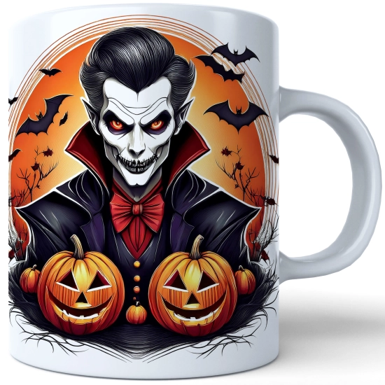HALLOWEENOWY KUBEK 330ml NA HERBATĘ KAWĘ NA PREZENT WAMPIR DYNIE NIETOPERZE