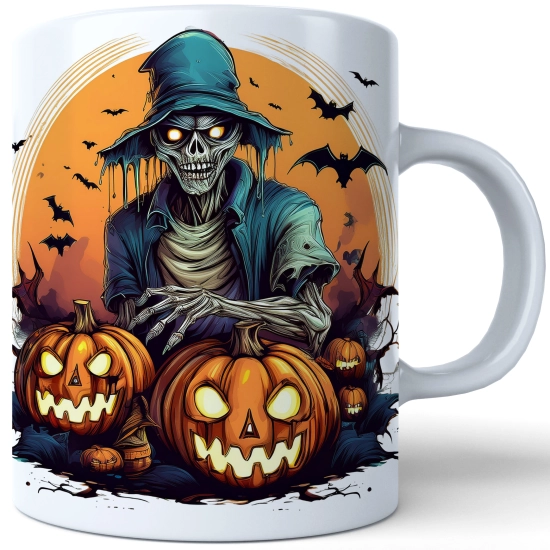 HALLOWEENOWY KUBEK 330ml NA HERBATĘ KAWĘ NA PREZENT STRACH NA WRÓBLE ZOMBIE DYNIE NIETOPERZE