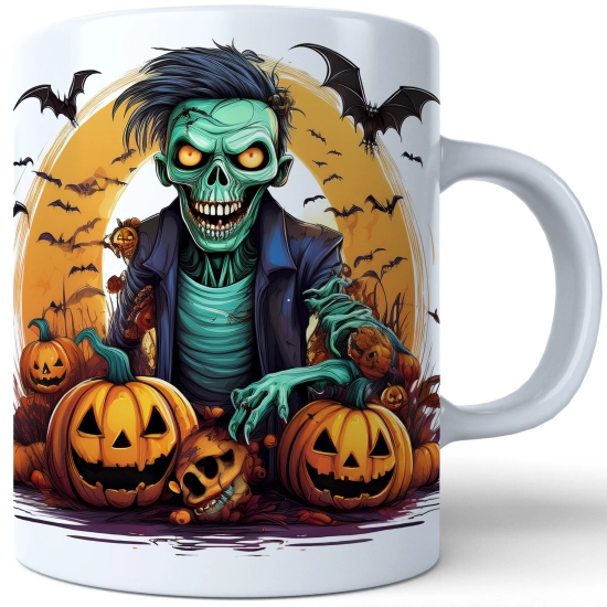 HALLOWEENOWY KUBEK 330ml NA HERBATĘ KAWĘ NA PREZENT STRACH NA WRÓBLE ZOMBIE DYNIE NIETOPERZE