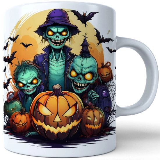 HALLOWEENOWY KUBEK 330ml NA HERBATĘ KAWĘ NA PREZENT ZOMBIE DYNIE NIETOPERZE