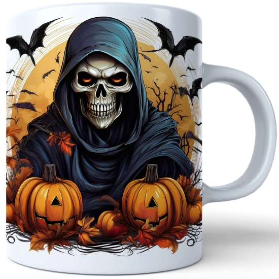 HALLOWEENOWY KUBEK 330ml NA HERBATĘ KAWĘ NA PREZENT ZOMBIE DYNIE NIETOPERZE