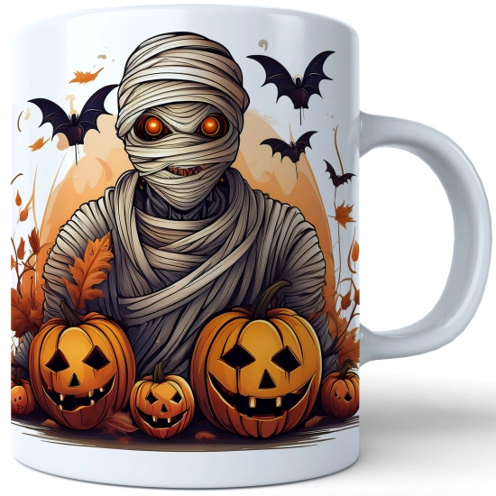 HALLOWEENOWY KUBEK 330ml NA HERBATĘ KAWĘ NA PREZENT MUMIA DYNIE NIETOPERZE