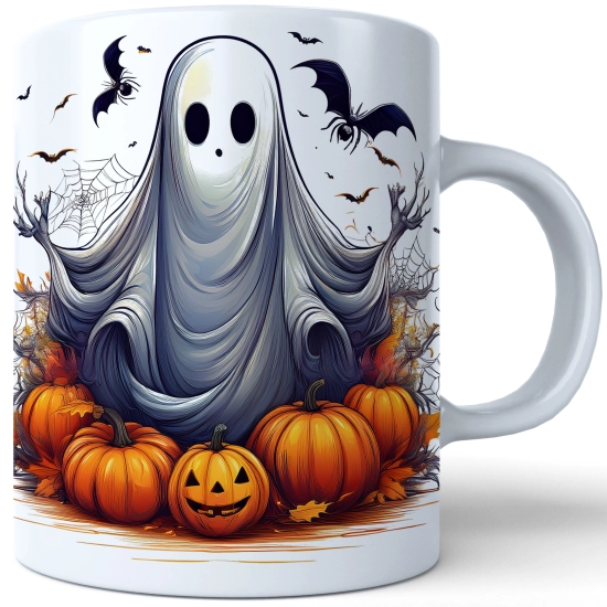 HALLOWEENOWY KUBEK 330ml NA HERBATĘ KAWĘ NA PREZENT DUCH DYNIE NIETOPERZE