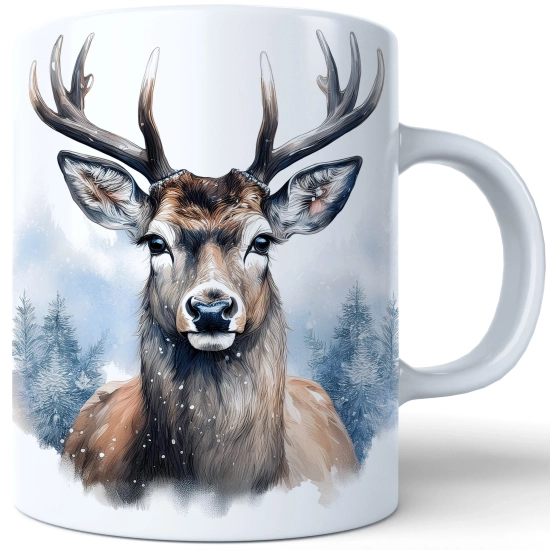 ZIMOWY KUBEK 330ml HERBATĘ KAWĘ PREZENT ŚWIĄTECZNY ŚWIĘTA RENIFER MIKOŁAJ