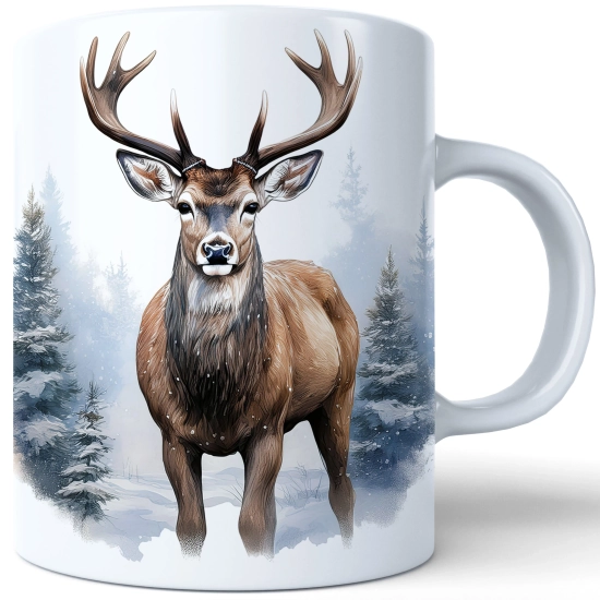 ZIMOWY KUBEK 330ml HERBATĘ KAWĘ PREZENT ŚWIĄTECZNY ŚWIĘTA RENIFER MIKOŁAJ