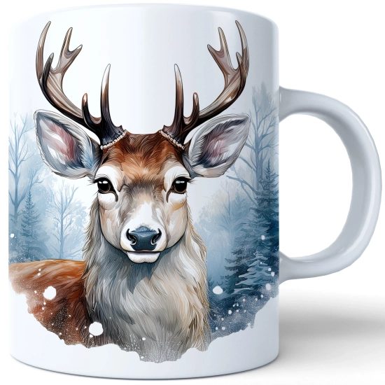 ZIMOWY KUBEK 330ml HERBATĘ KAWĘ PREZENT ŚWIĄTECZNY ŚWIĘTA RENIFER MIKOŁAJ