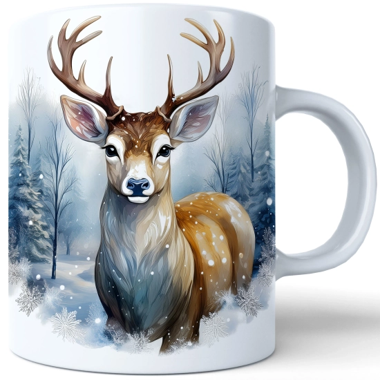 ZIMOWY KUBEK 330ml HERBATĘ KAWĘ PREZENT ŚWIĄTECZNY ŚWIĘTA RENIFER MIKOŁAJ