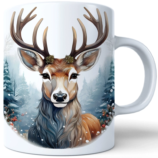 ZIMOWY KUBEK 330ml HERBATĘ KAWĘ PREZENT ŚWIĄTECZNY ŚWIĘTA RENIFER MIKOŁAJ