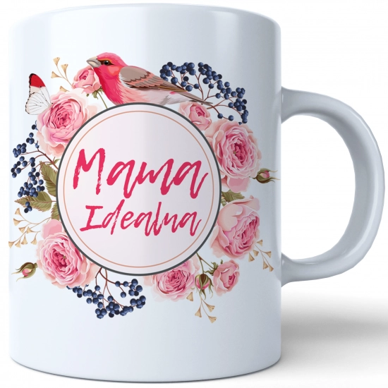 KUBEK 330ml DLA MAMY Z NADRUKIEM NA PREZENT DZIEŃ MATKI MAMA KWIATY