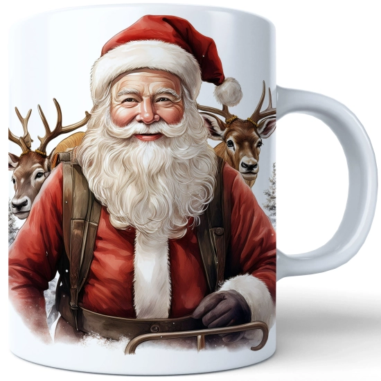 ZIMOWY KUBEK 330ml HERBATĘ KAWĘ PREZENT ŚWIĄTECZNY ŚWIĘTA RENIFER MIKOŁAJ