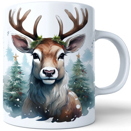 ZIMOWY KUBEK 330ml HERBATĘ KAWĘ PREZENT ŚWIĄTECZNY ŚWIĘTA RENIFER MIKOŁAJ